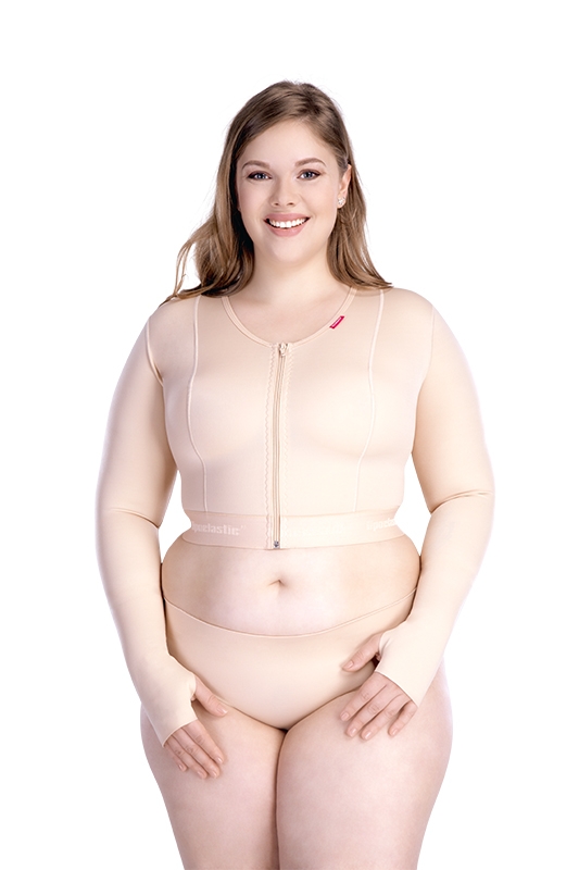 MTf smooth Comfort | Postoperative Armkompression mit Daumenschlaufe | Ansicht 1 | beige
