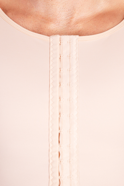 MGm long Variant | Postoperativer Kompressionsbody mit Dreiviertelärmeln für Herren | Ansicht 3 | beige